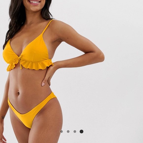 Miss Selfridge V Front Bikini Brief Bottom in Yellow - Picture 4 of 9